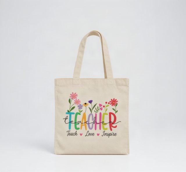 Floral Teacher Gift Bag - Tote Bag | Asena Boutique Qatar