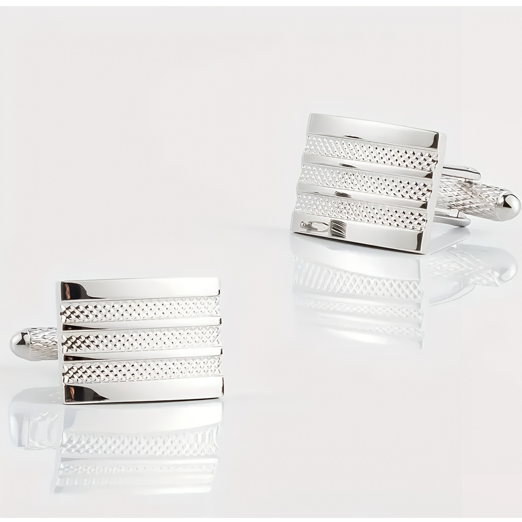Titan Silver Striped Cufflinks