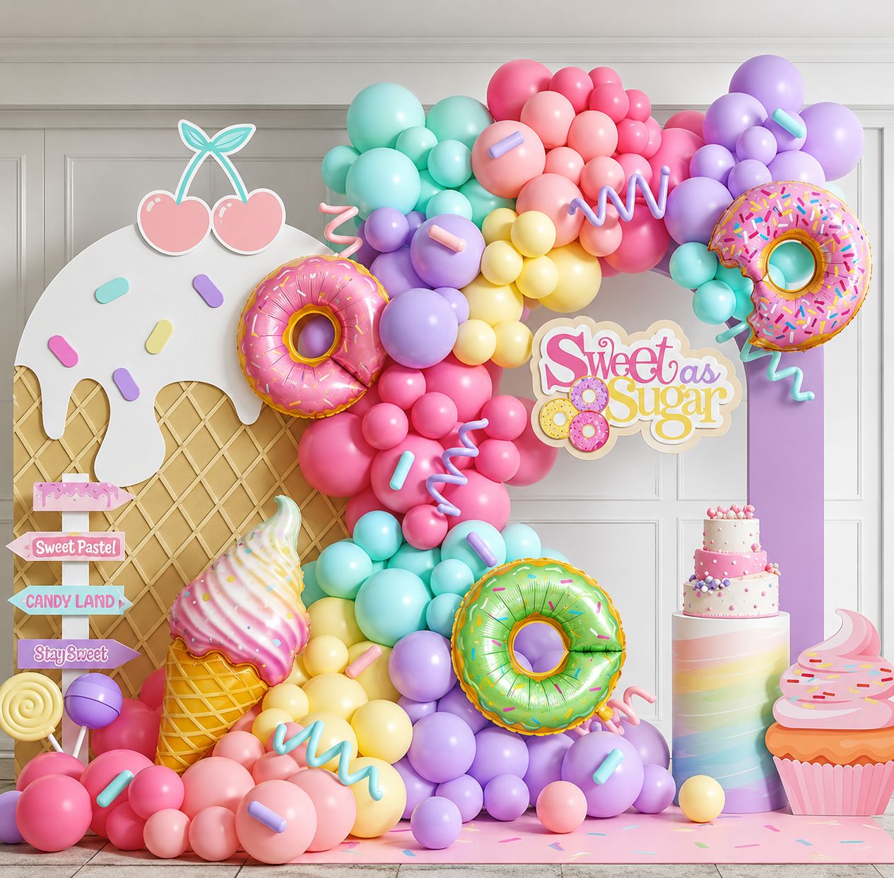 Sweet Pastel Dessert Balloon Garland Kit - Balloon | Asena Boutique Qatar