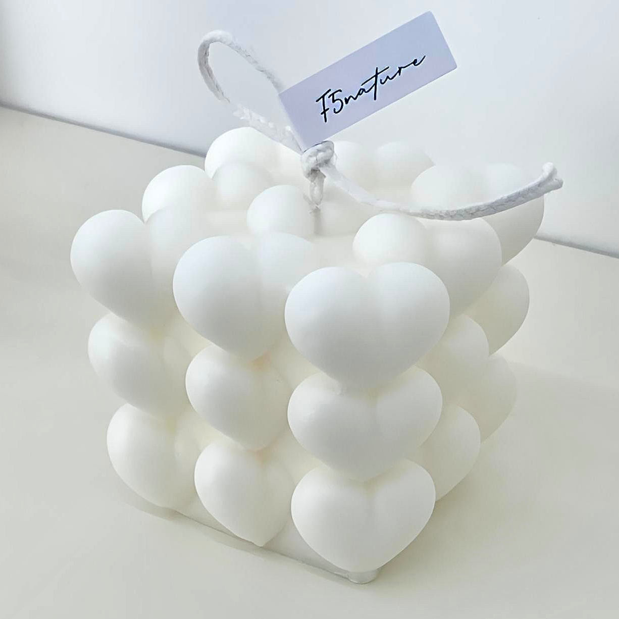 White Heart Cube Candle