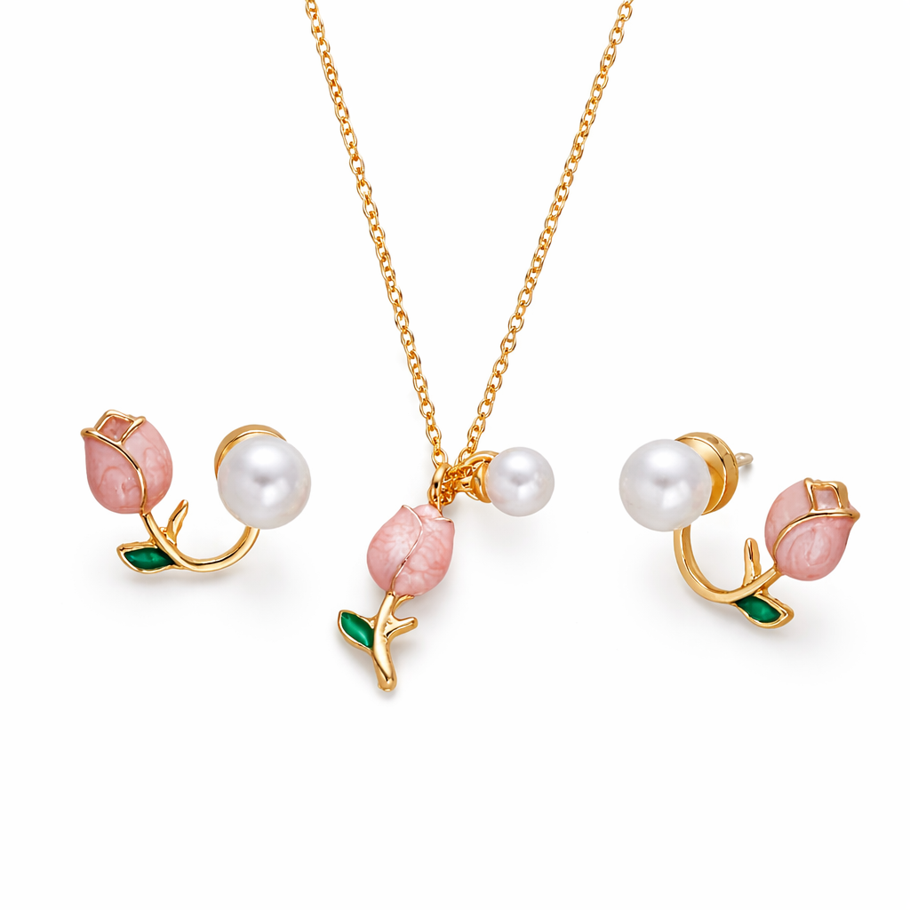 Rose Pearl Jewelry Set