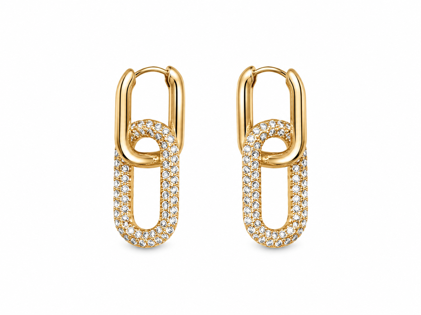 Crystal Link Hoop Earrings - Women's Earrings | Asena Boutique Qatar