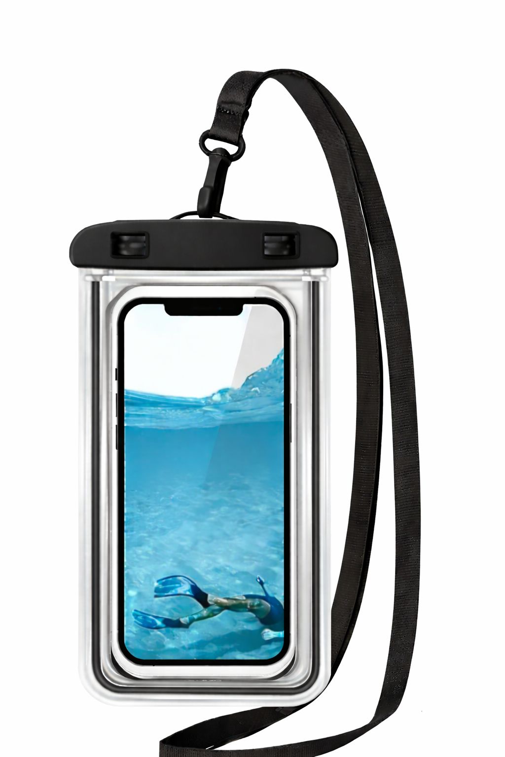 Waterproof Phone Pouch with Strap – Black