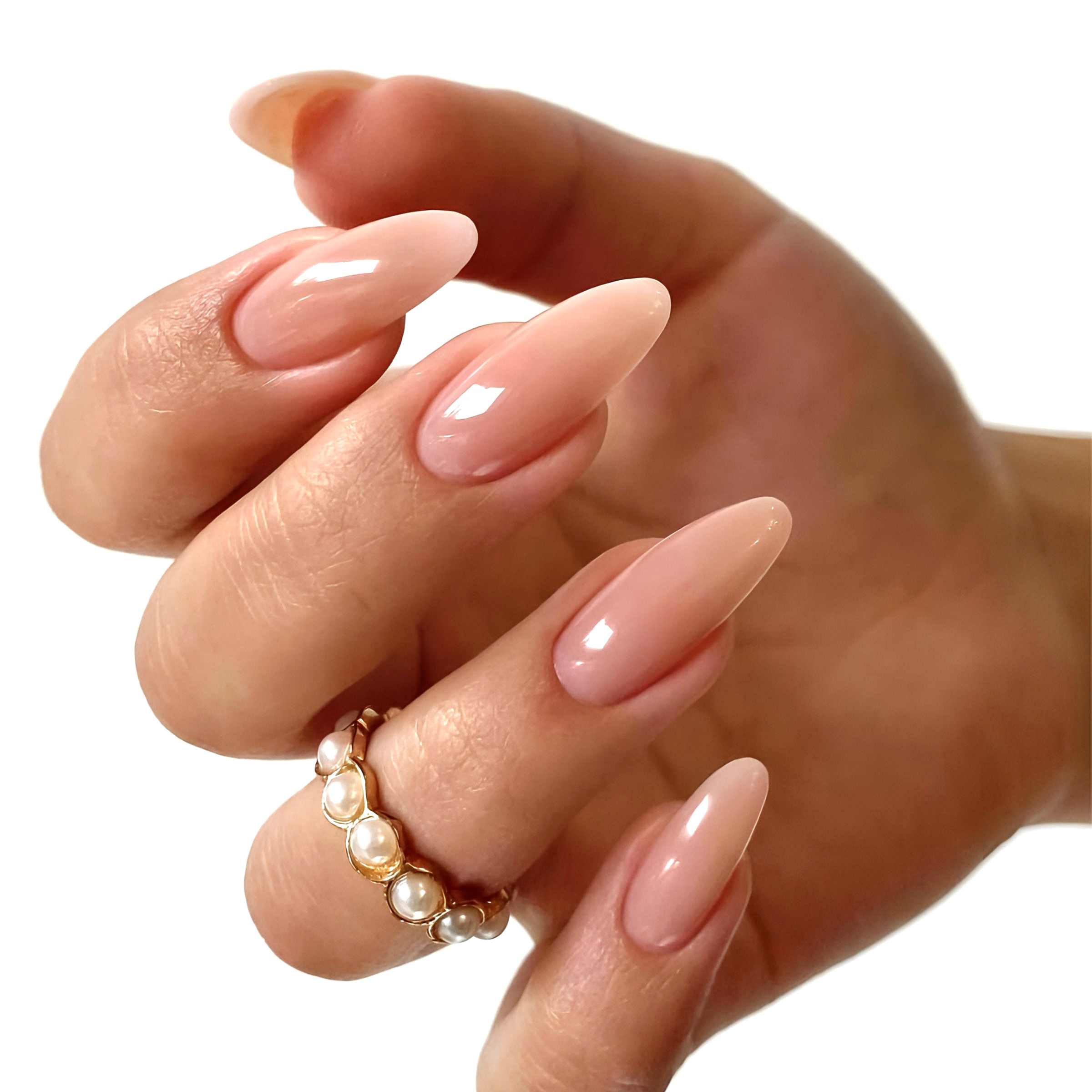 Glossy Rose Beige Press-on Nails