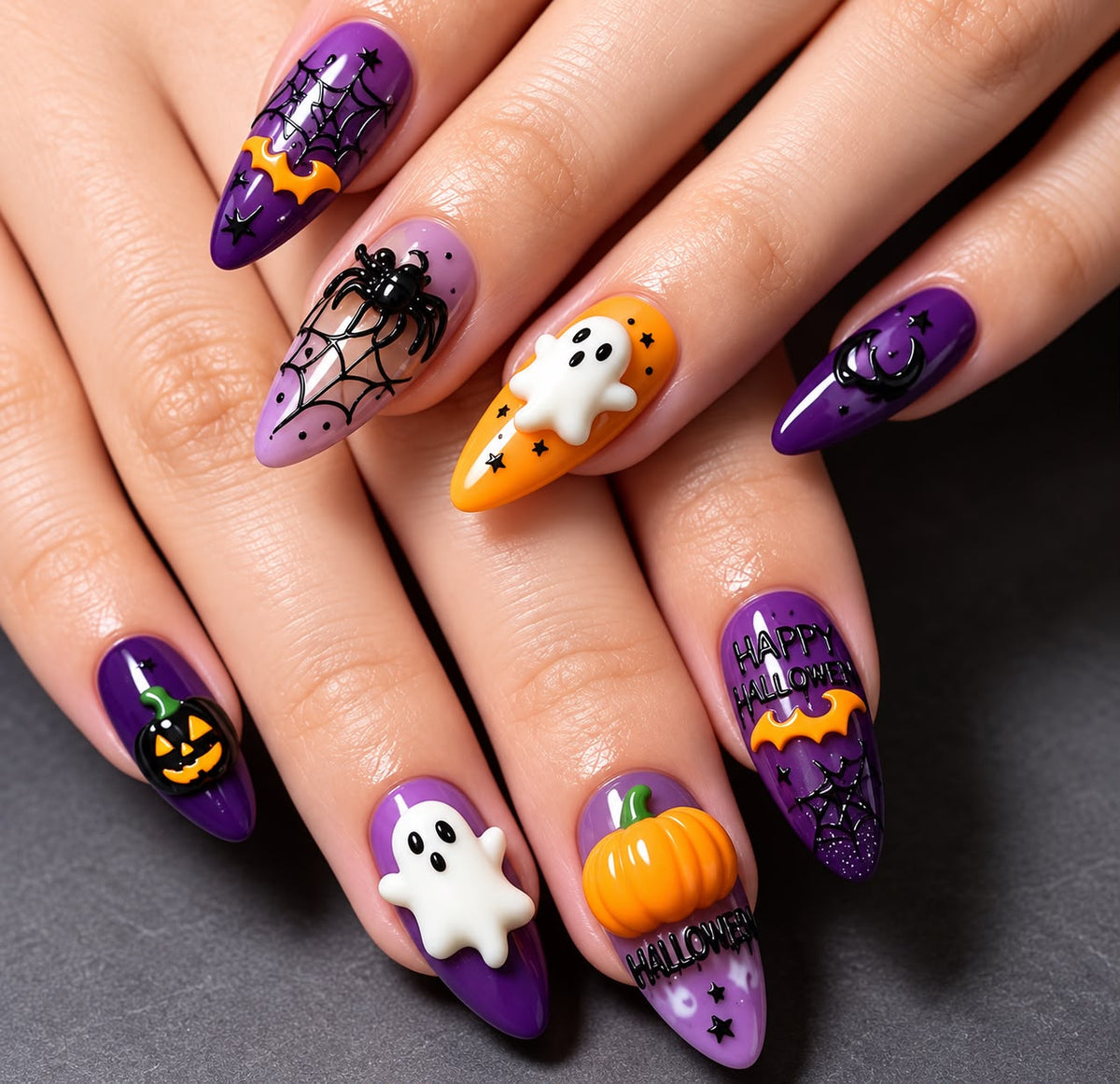 Purple Graphic Press-On Nails - Press-On Nails | Asena Boutique Qatar
