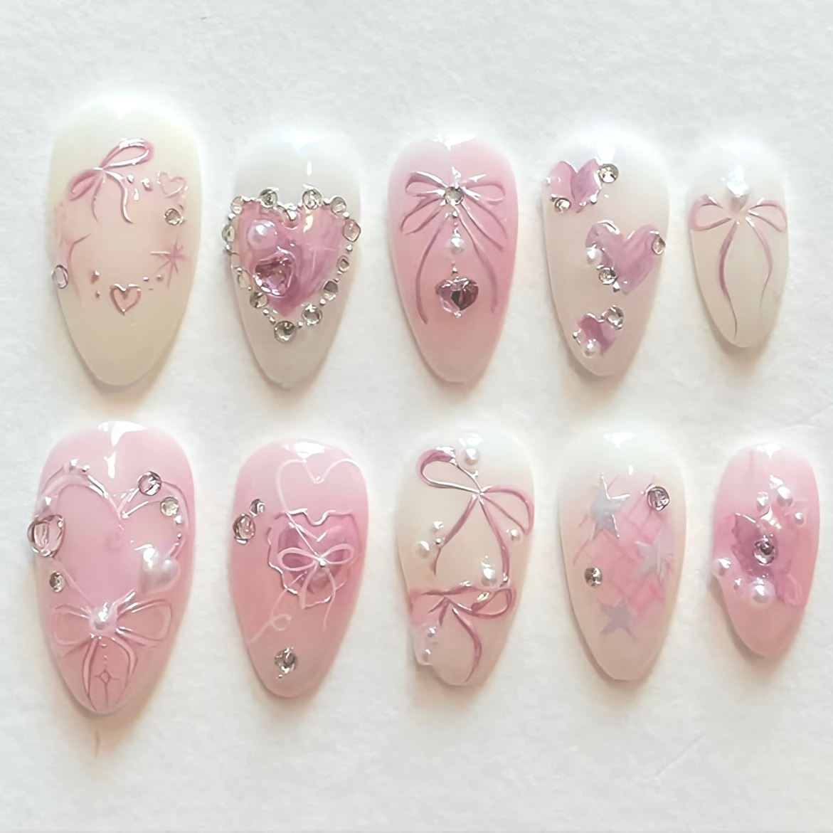 Pink Heart Nails - Press-On Nails | Asena Boutique Qatar