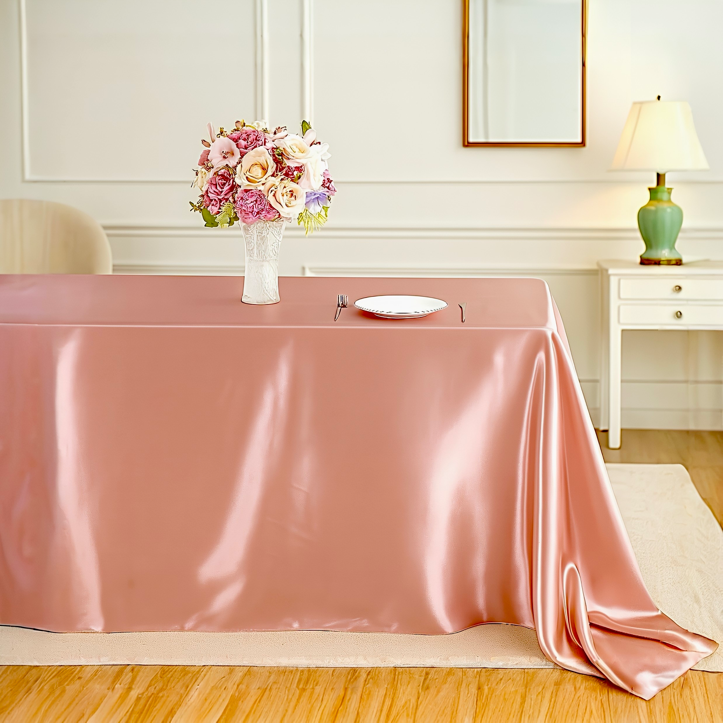 Pink Satin Tablecloth