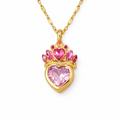 Pink Crown Heart Necklace