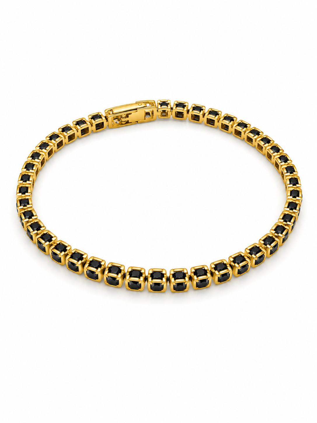 Black Crystal Tennis Bracelet - Men's Bracelet | Asena Boutique Qatar