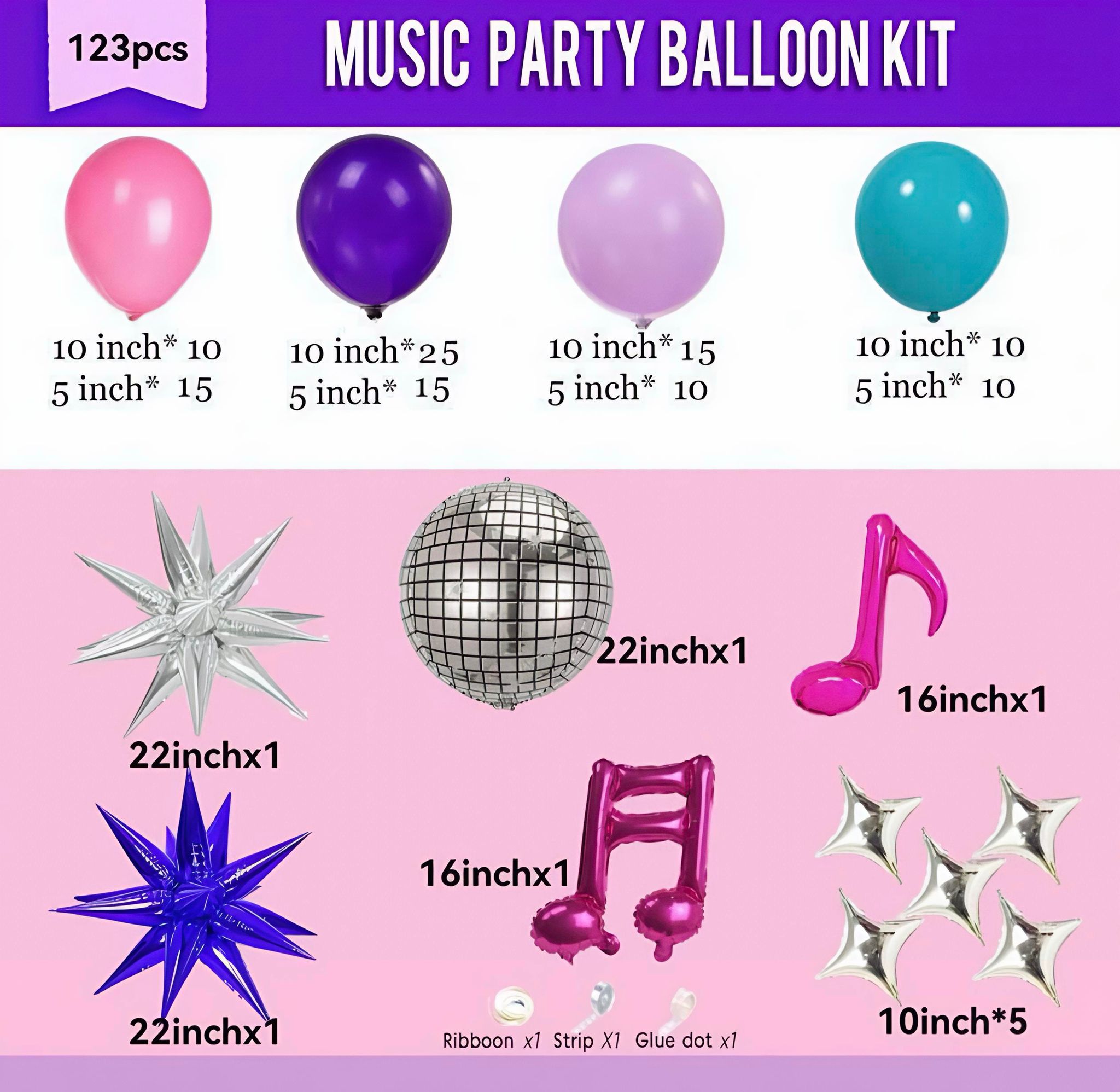 Music Theme Birthday Balloon Decoration Kit