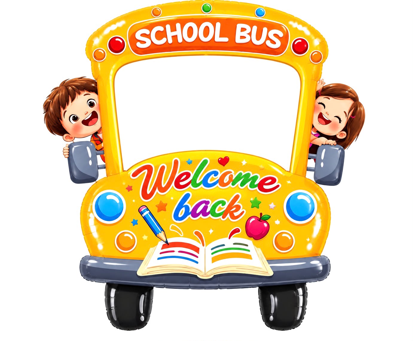 Welcome Back School Bus Photo Frame - Photo Booth | Asena Boutique Qatar