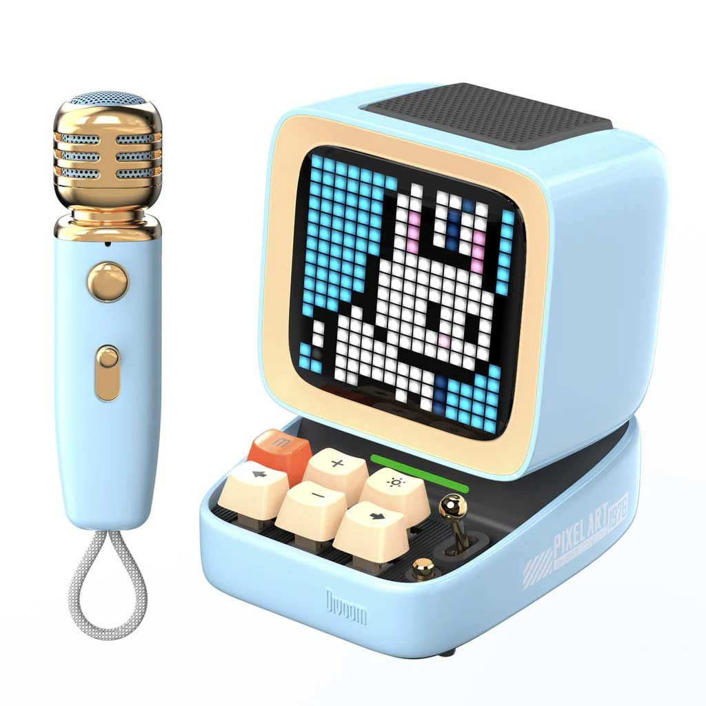 Divoom Ditoo – Mic Mini Karaoke Machine Pixel Art Bluetooth Speaker - Blue