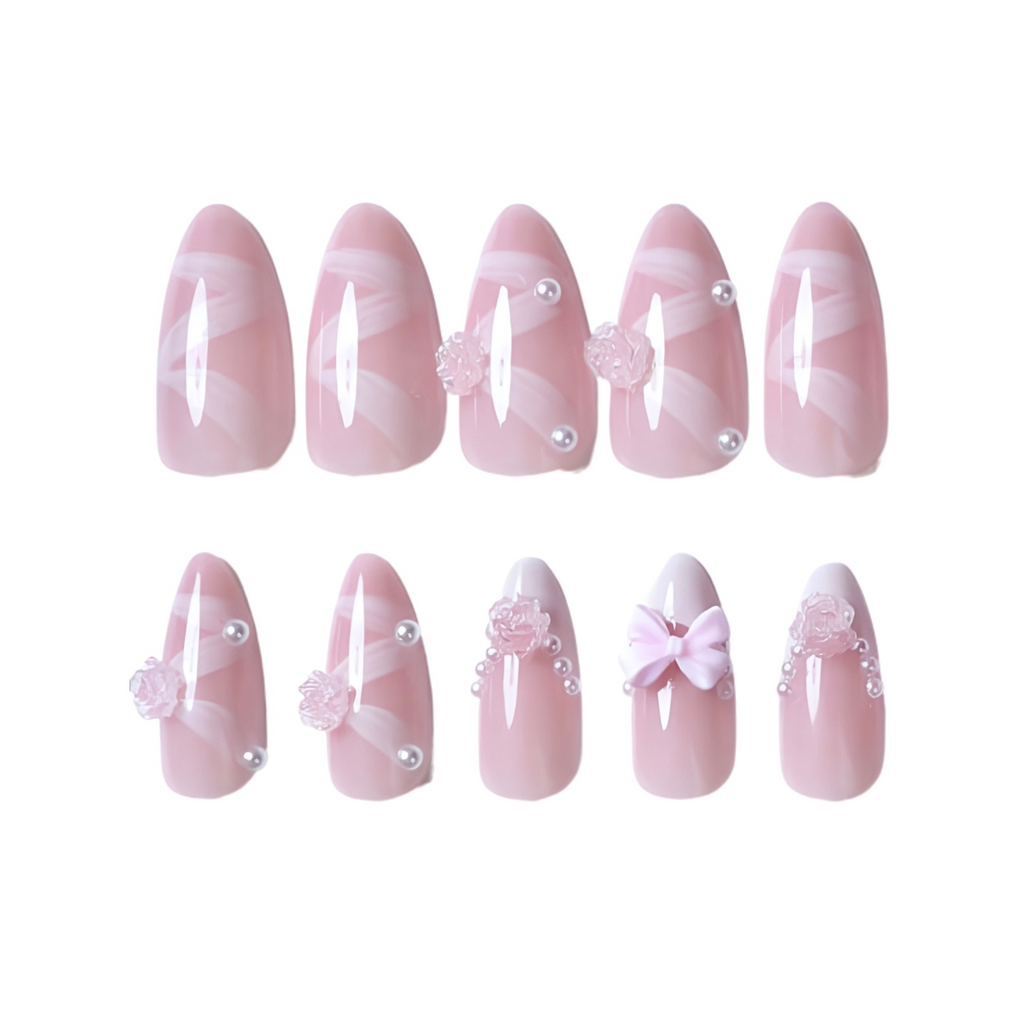Blushing Bow Press-on Nails