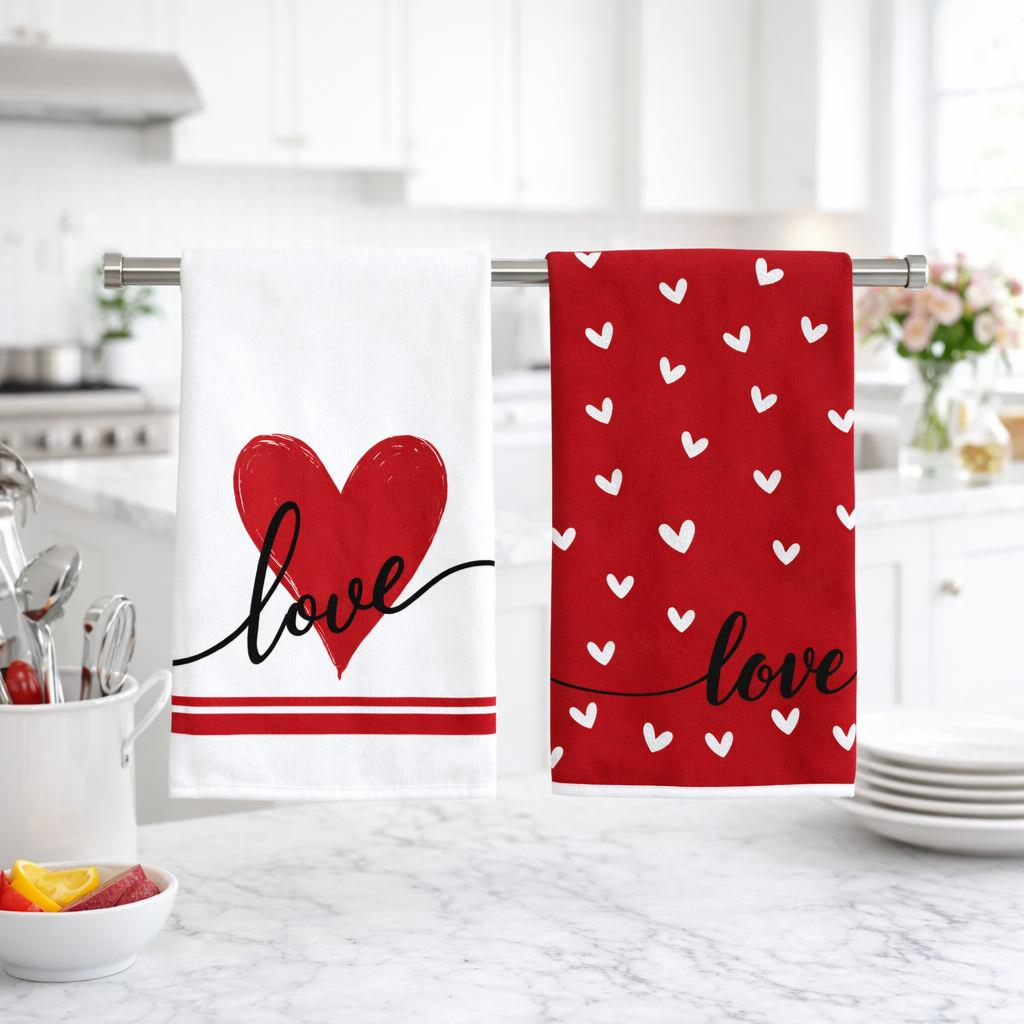 Love Heart Kitchen Towels Set