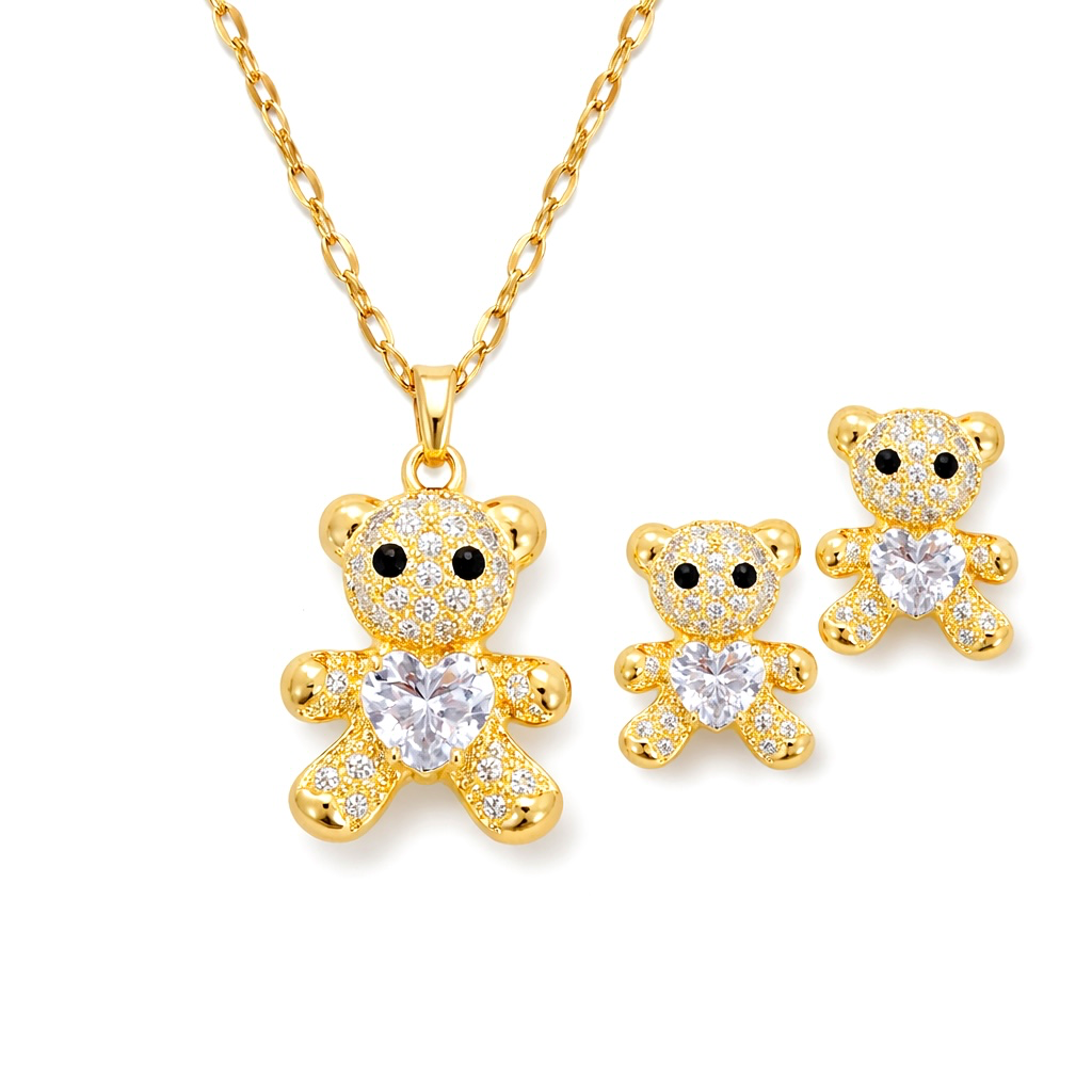Teddy Heart Jewelry Set