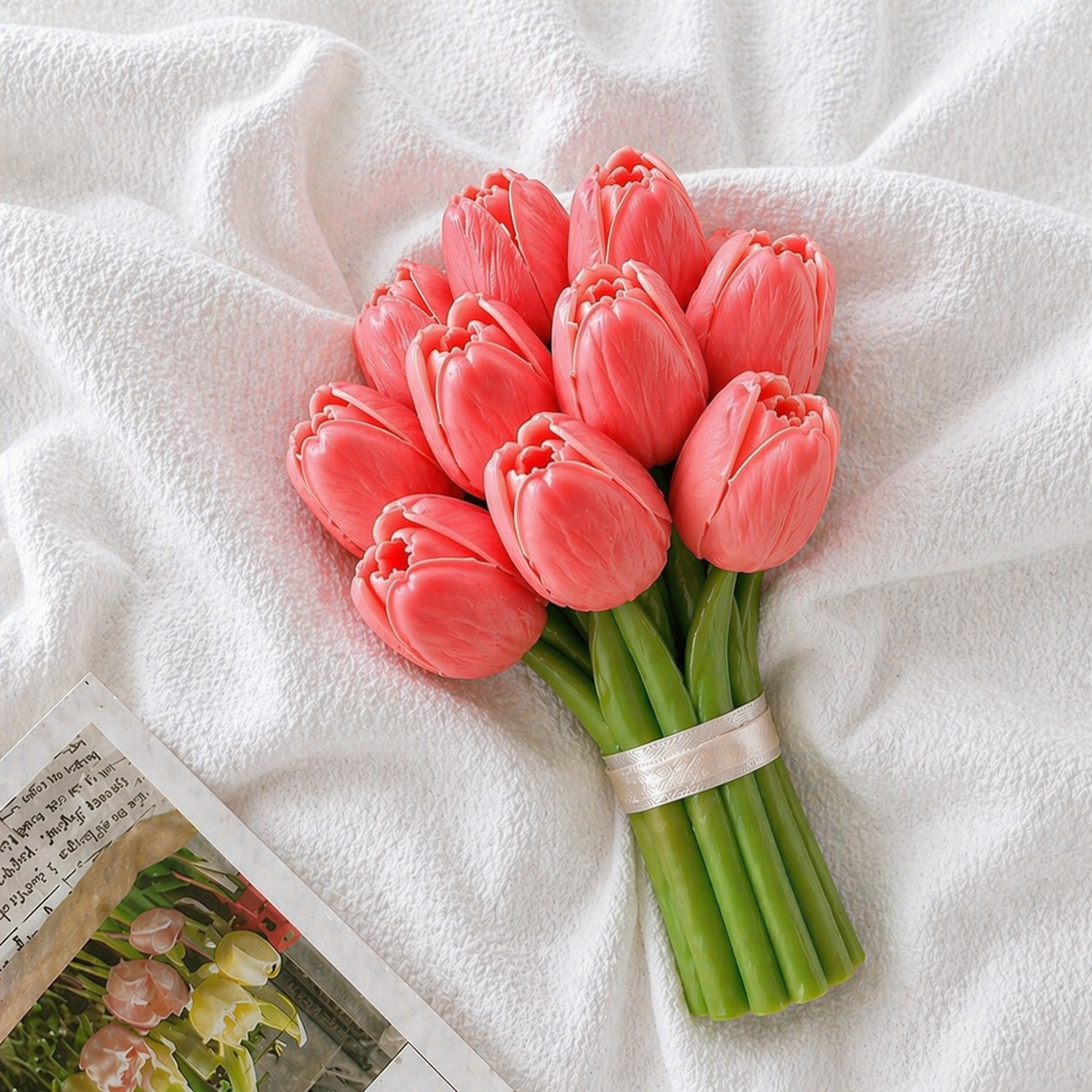 Tulip Bouquet Scented Candle 10cm(Red)