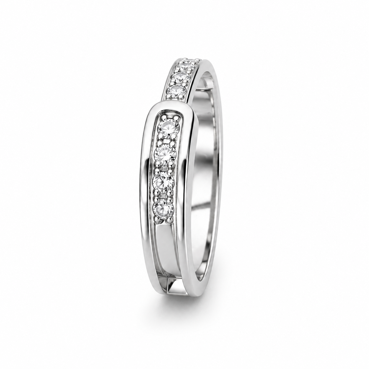 Sterling silver diamond ring