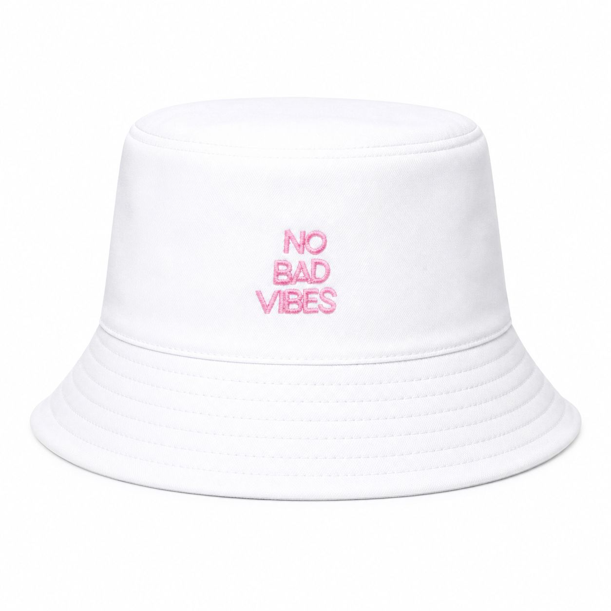 White Bucket Hat – “No Bad Vibes”