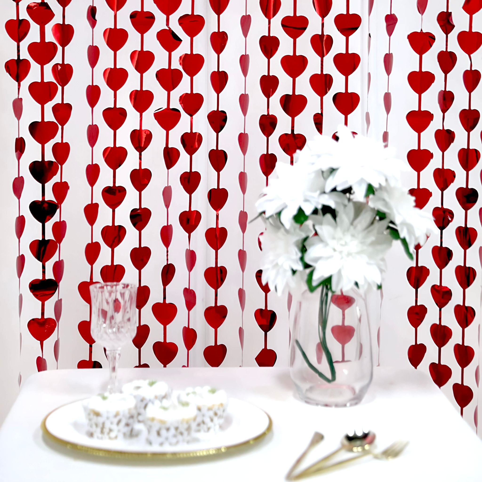 Red Heart Hanging Curtain