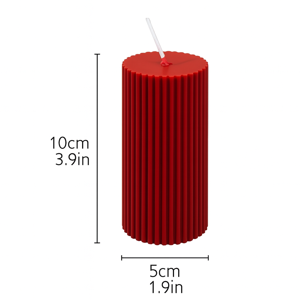 Red Ribbed Pillar Scented Candle