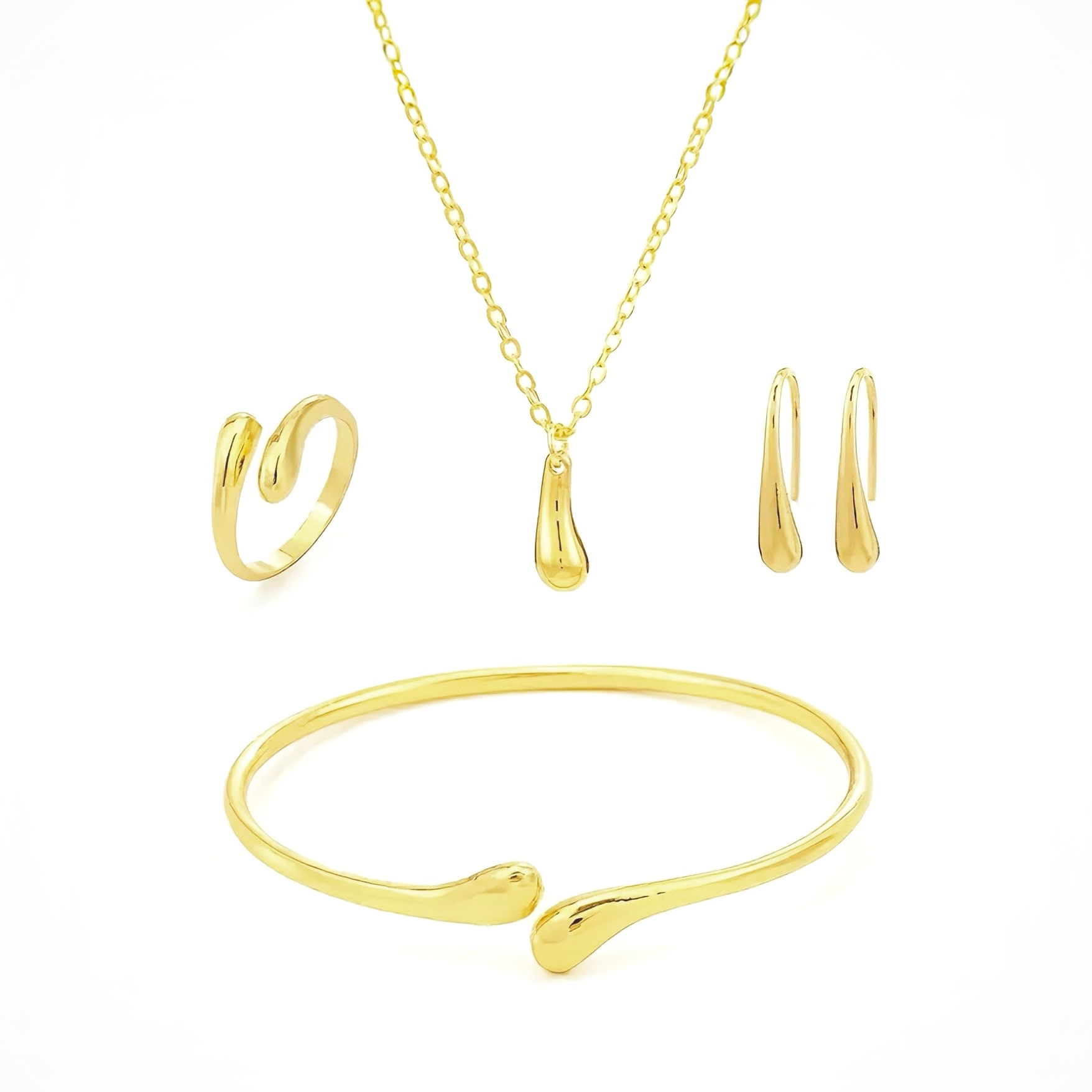 Golden Teardrop Jewelry Set