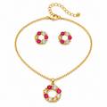 Pink Crystal Circle Jewelry Set - Kids' Jewelry | Asena Boutique Qatar