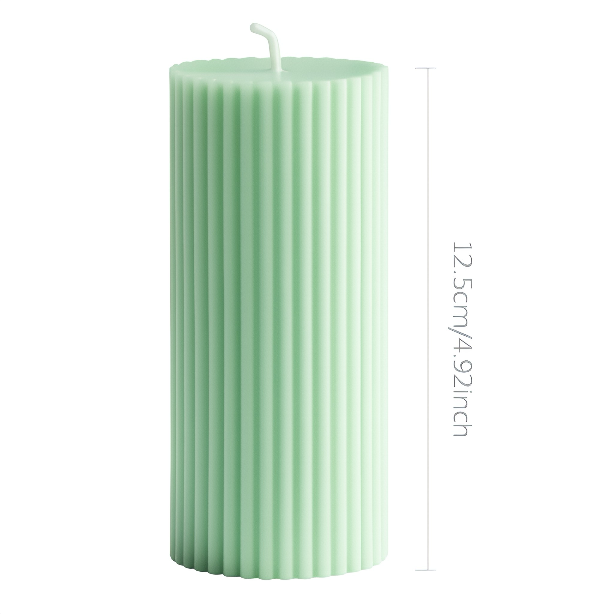 Mint Green Ribbed Pillar Scented Candle