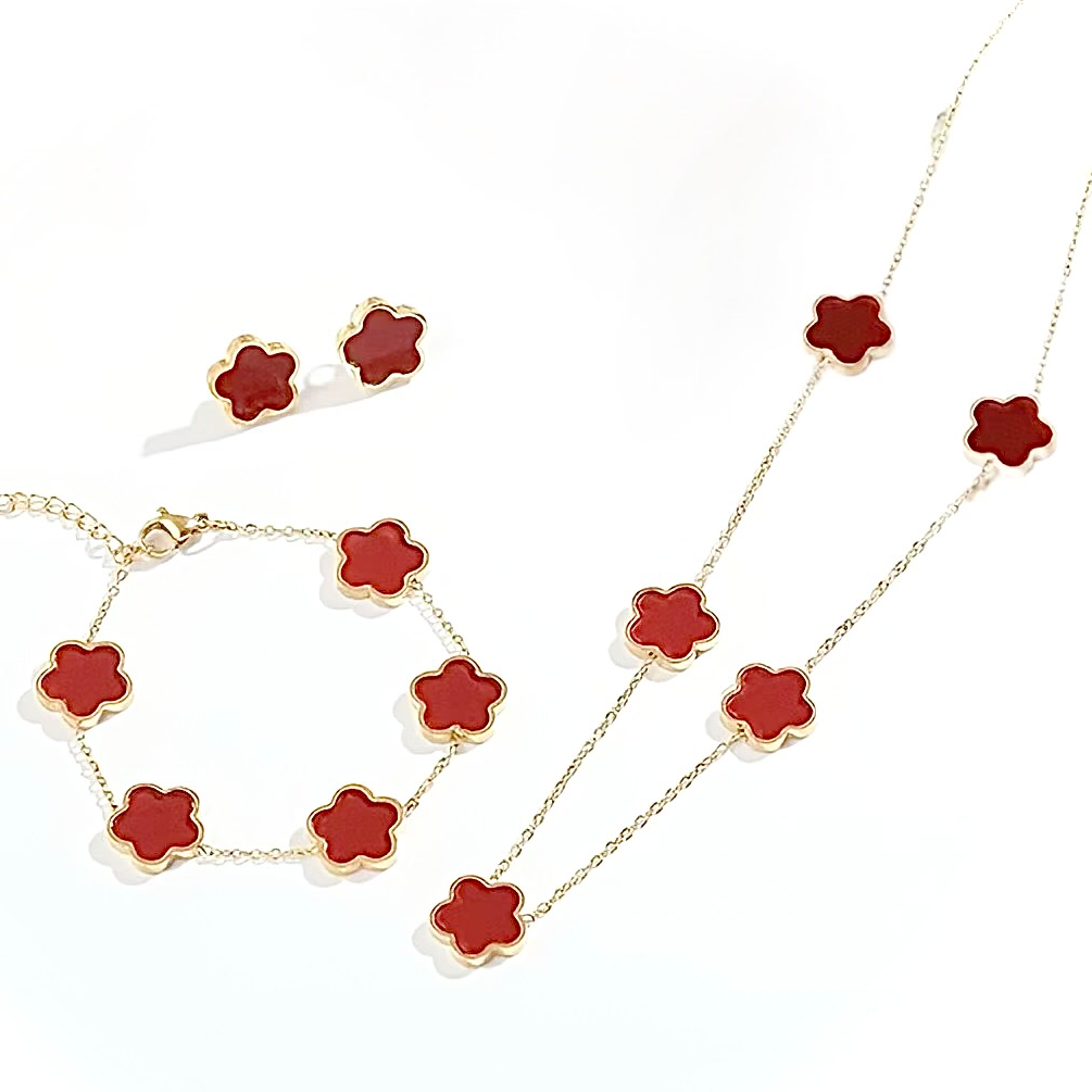 Crimson Bloom Jewelry Set