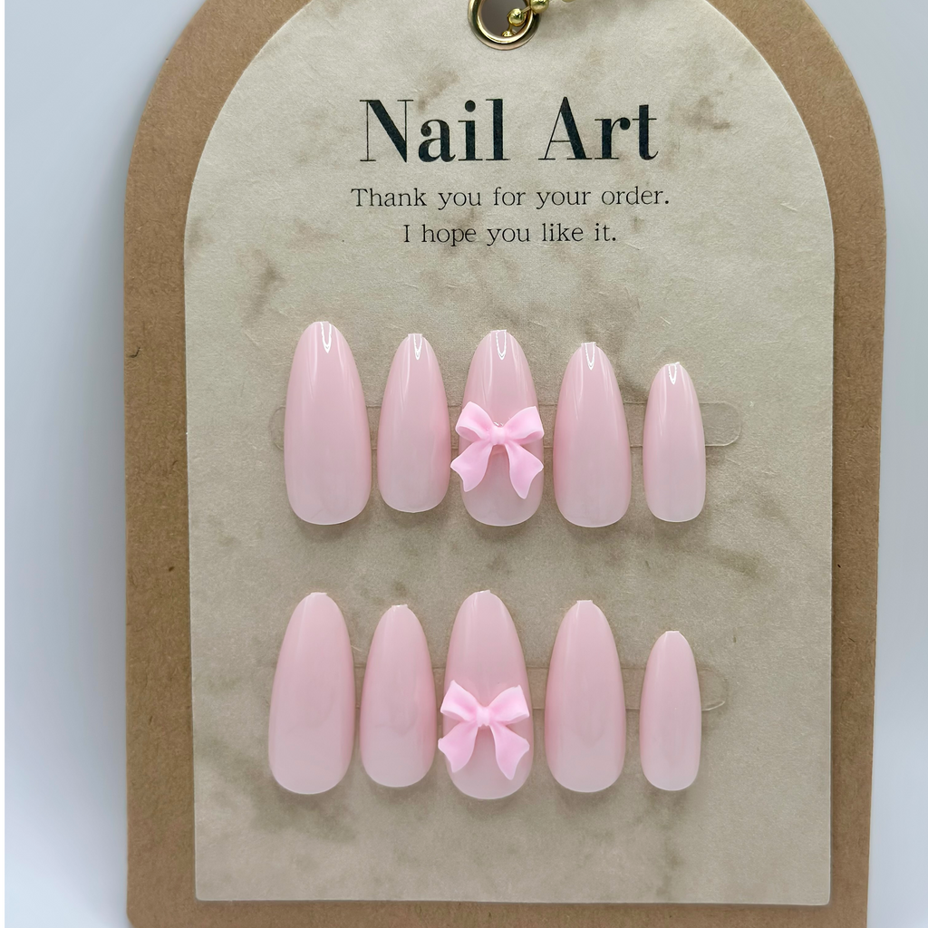 Pink Bow Charm Press-on Nails