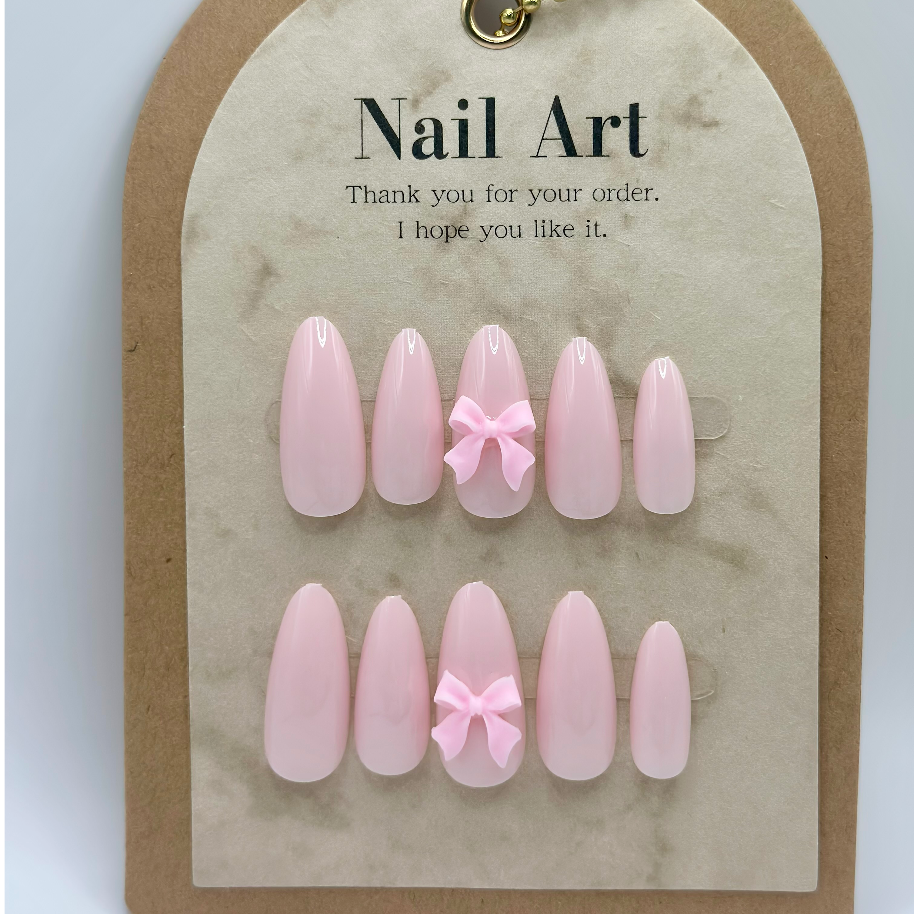 Pink Bow Charm Press-on Nails