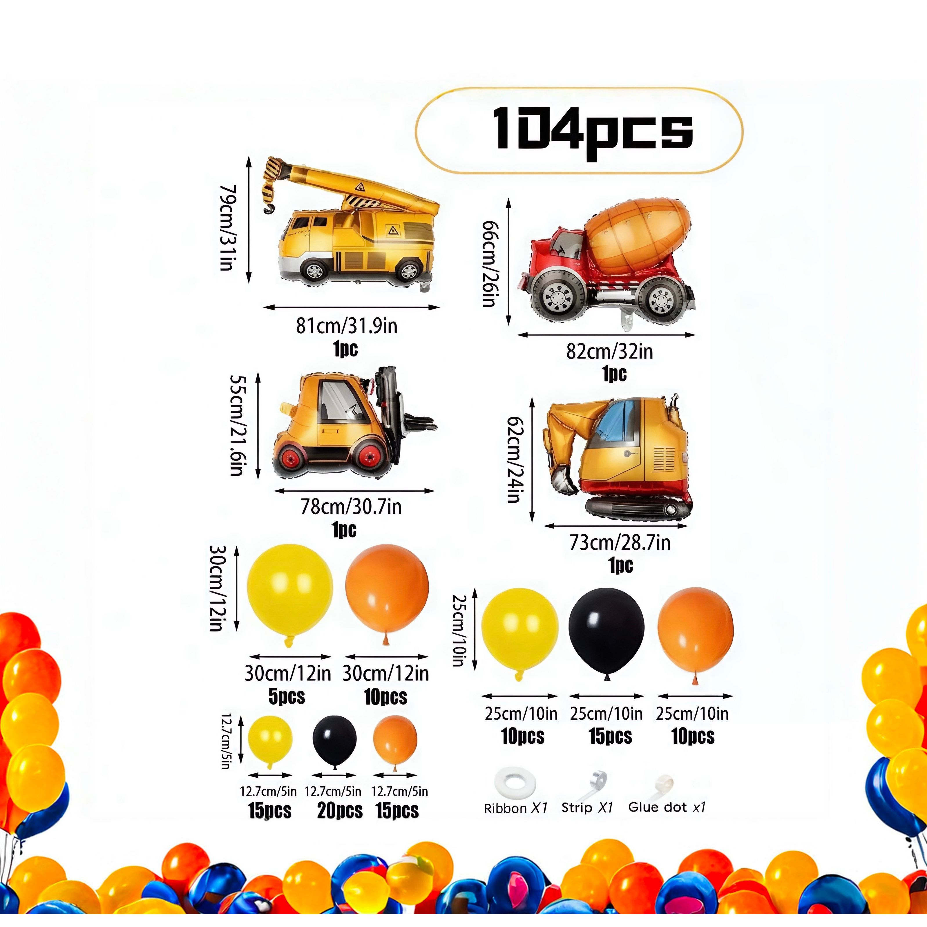 Construction Party Balloon Set