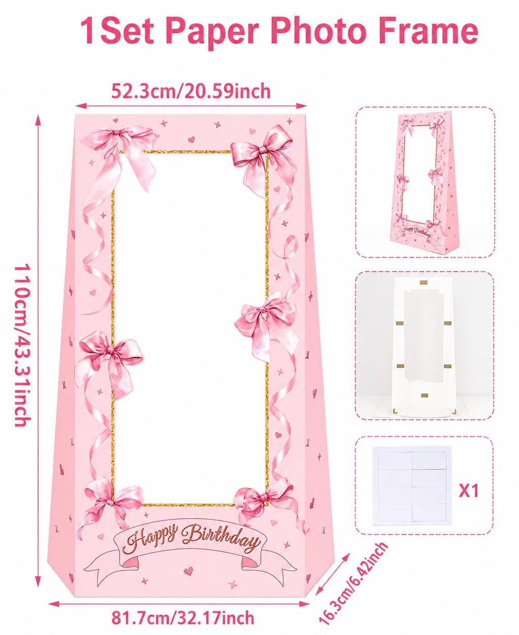Pink Birthday Photo Frame Stand - Photo Booth | Asena Boutique Qatar