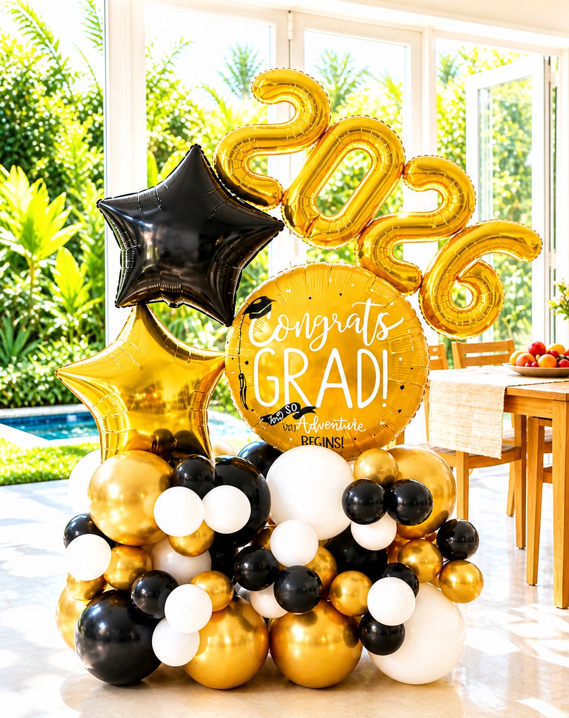 Graduation Balloon Kit Black Gold – Congrats Grad Party Decoration Set