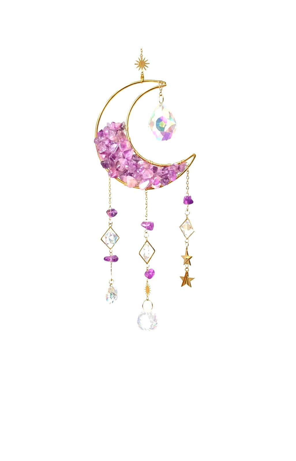 Crystal Crescent Moon Hanging Décor (Purple)