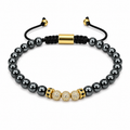 Black & Gold Beaded Bracelet - Men's Bracelet | Asena Boutique Qatar