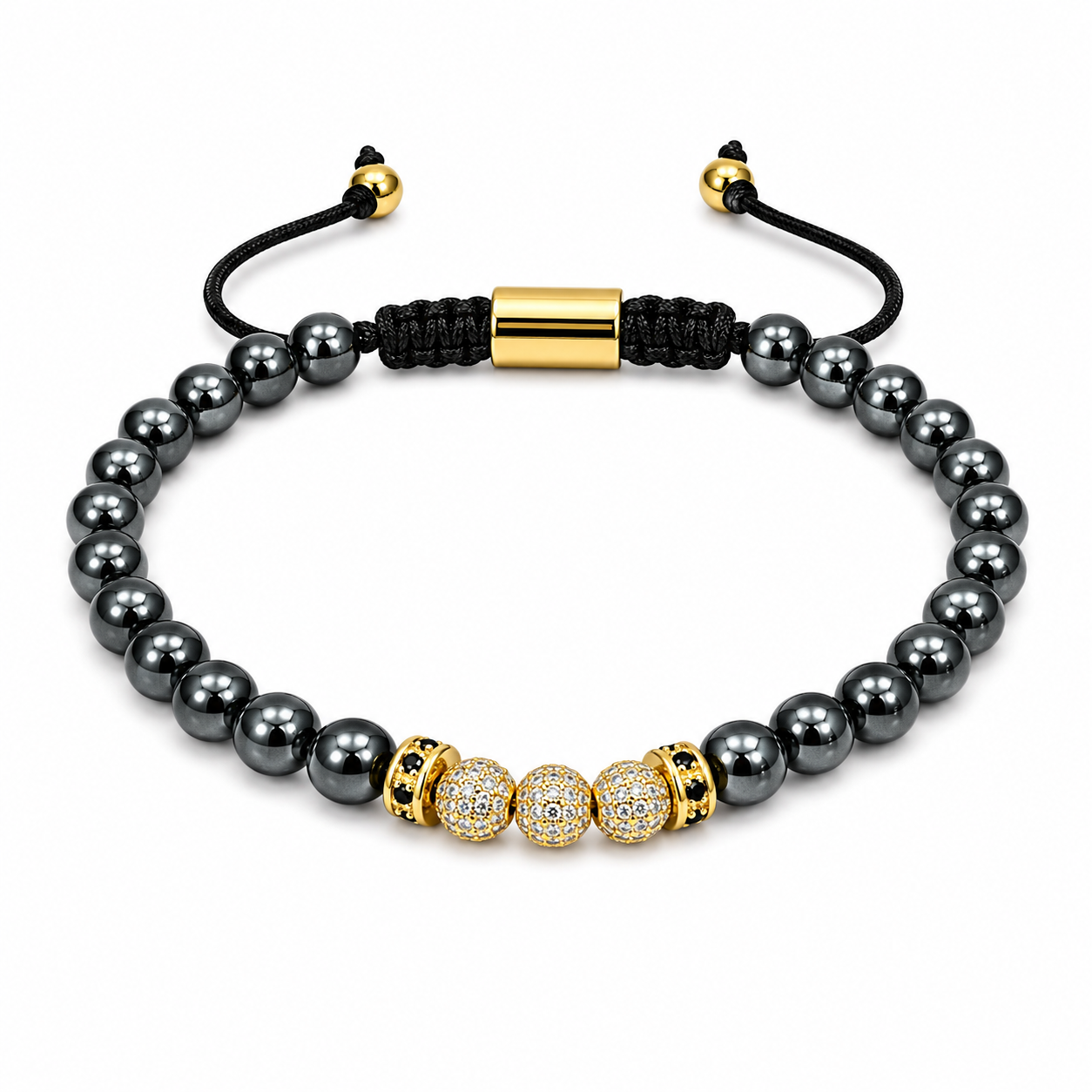 Black & Gold Beaded Bracelet - Men's Bracelet | Asena Boutique Qatar
