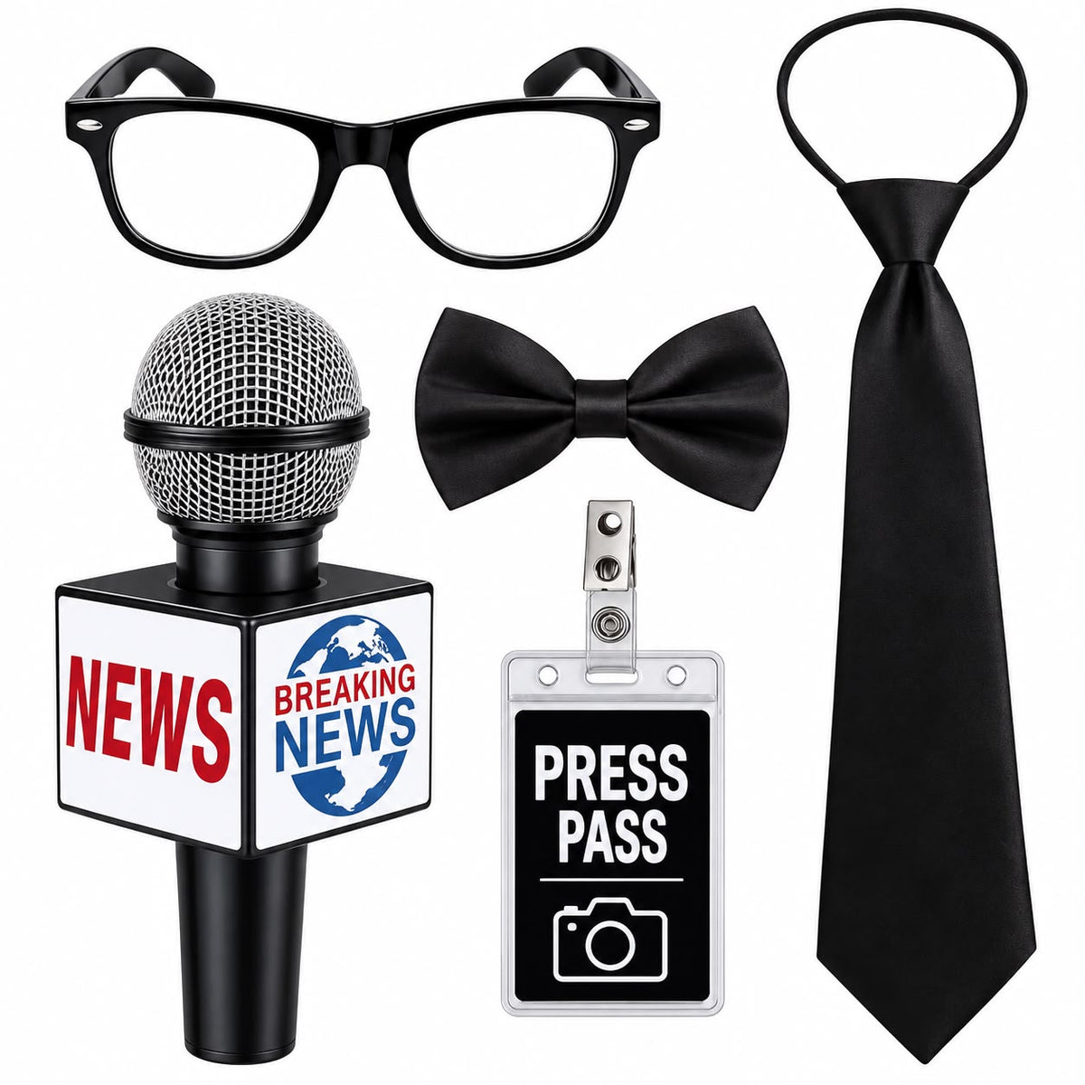 News Reporter Costume Accessories Set - Party Costume | Asena Boutique Qatar