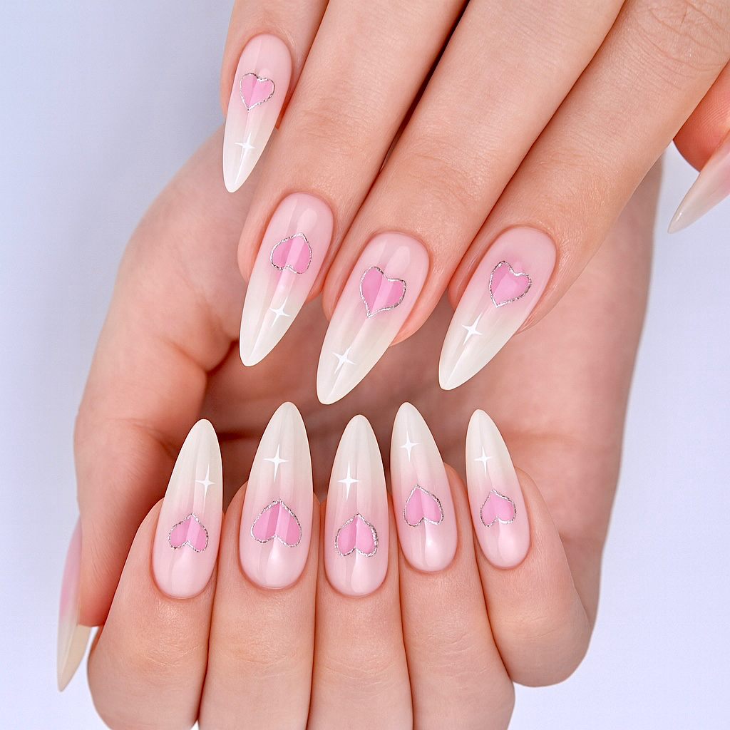 Blush Hearts Press-On Nails