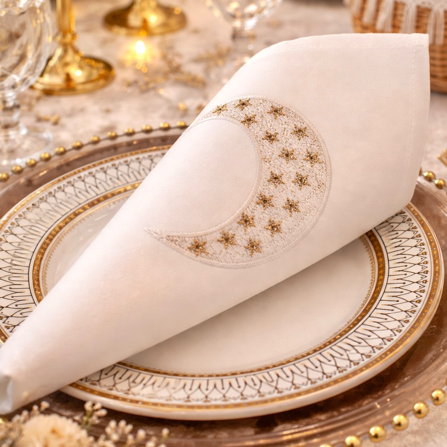 Ramadan Crescent Embroidered Napkins
