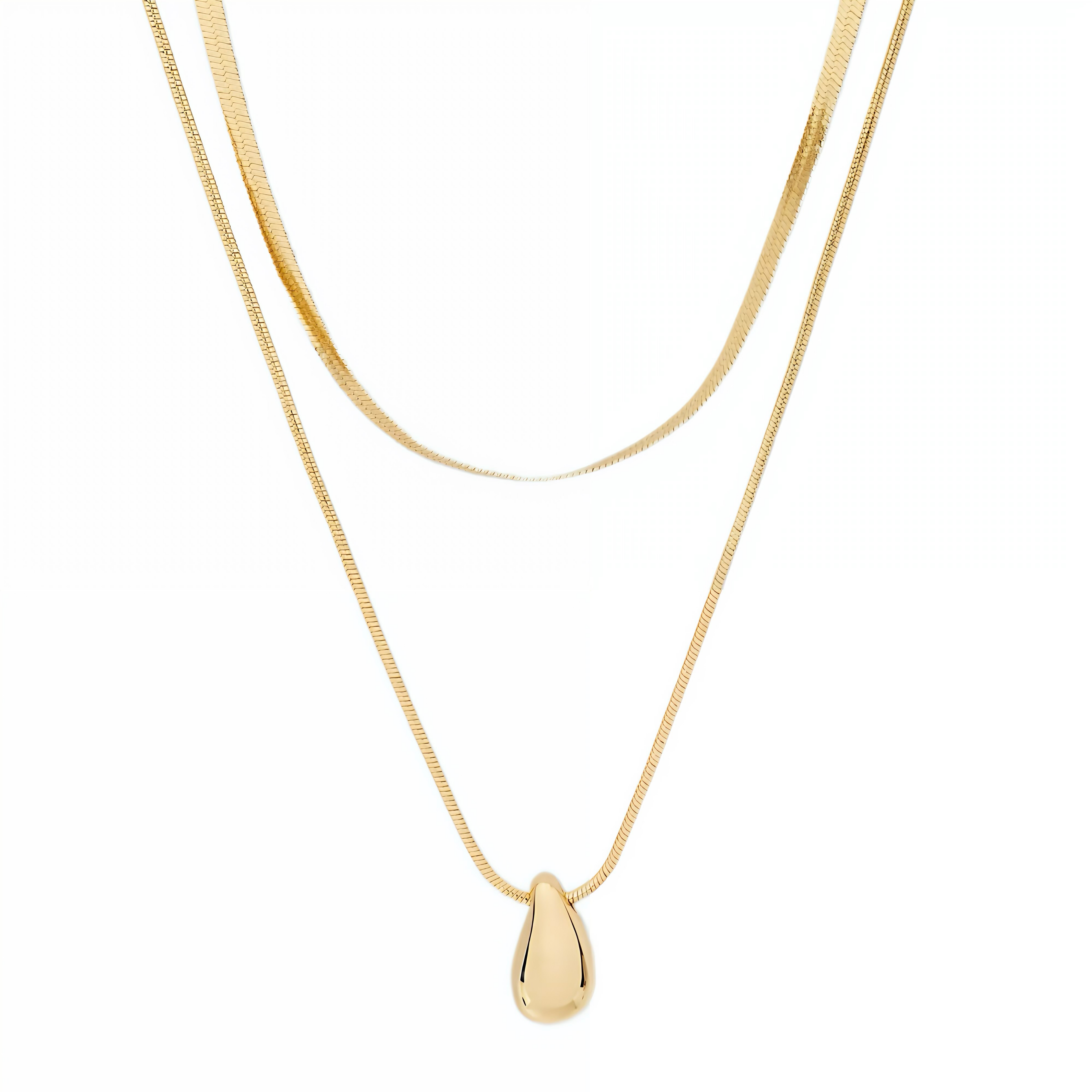 Golden Teardrop Duo Necklace