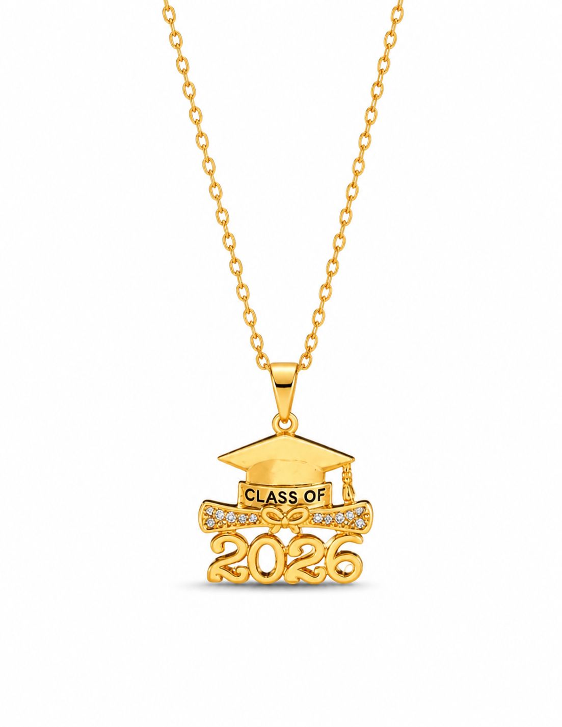 Class of 2026 Gold Graduation Pendant Necklace