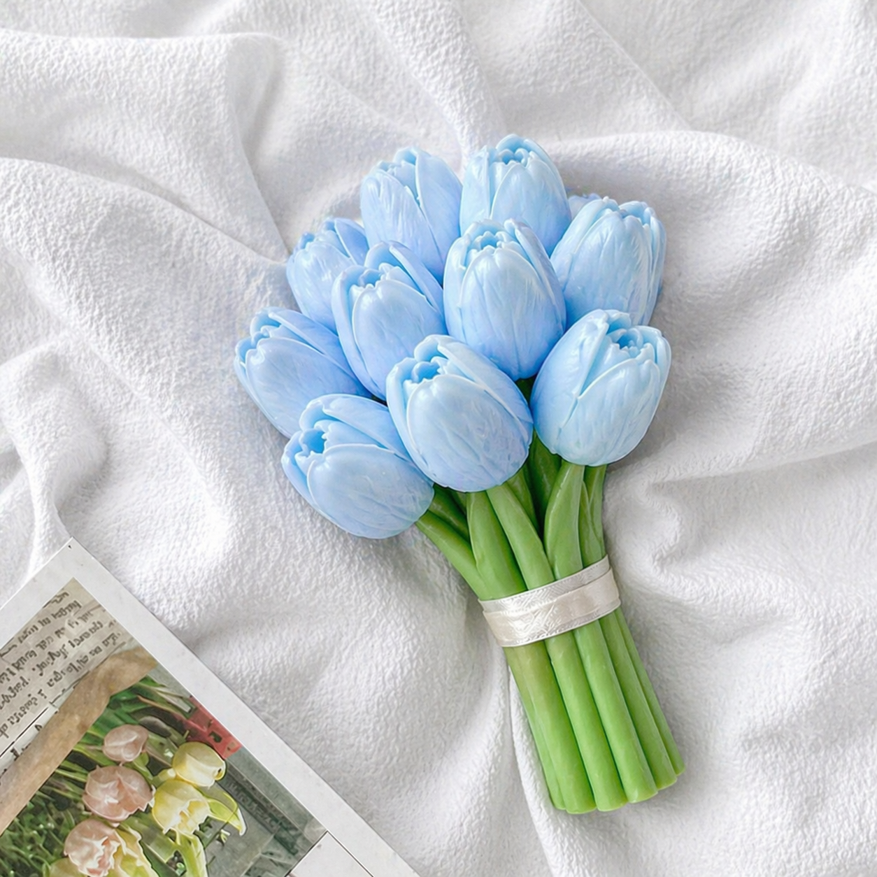 Tulip Bouquet Scented Candle 10cm(Blue)