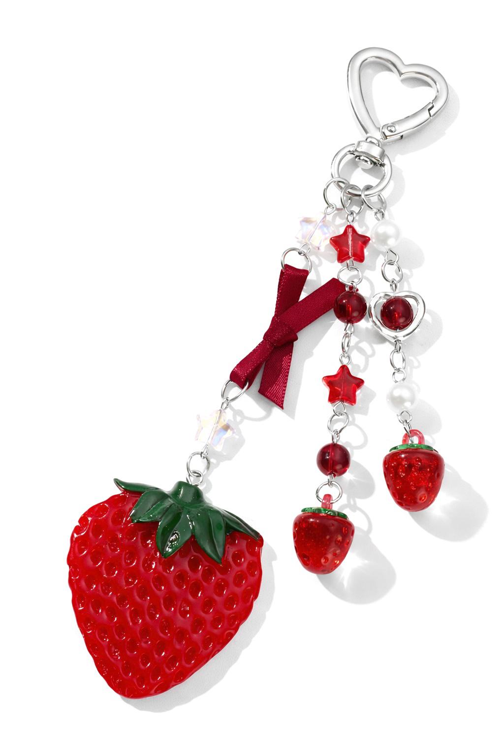 Strawberry Charm Keychain – Red