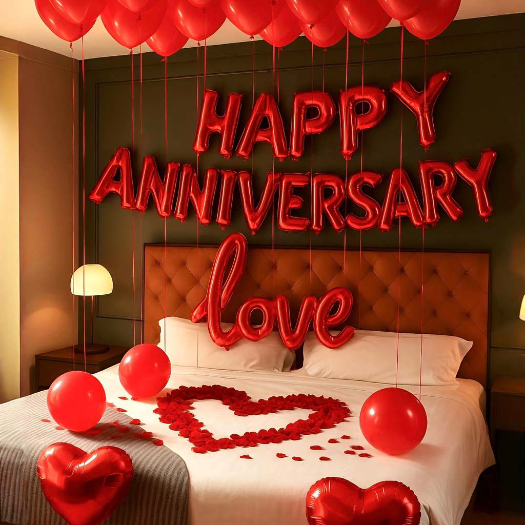 Romantic Red Anniversary Baloon Set - Party Decoration | Asena Boutique Qatar