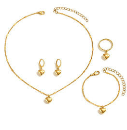 Gold Heart Jewelry Set
