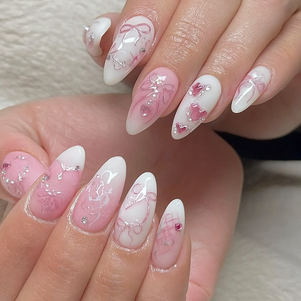 Pink Heart Nails - Press-On Nails | Asena Boutique Qatar