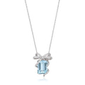 Sky Blue Crystal Bow Necklace - Women's Necklace | Asena Boutique Qatar