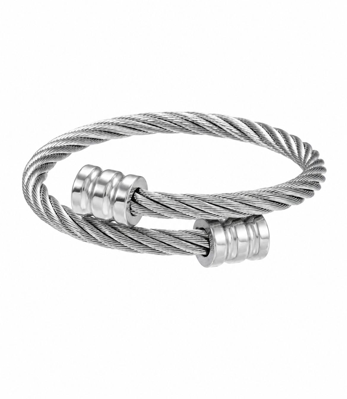 Silver Twisted Cable Cuff Bracelet - Men's Bracelet | Asena Boutique Qatar