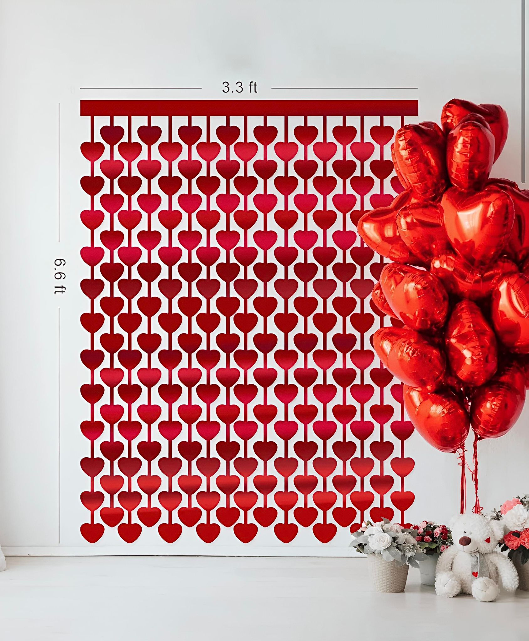 Red Heart Hanging Curtain