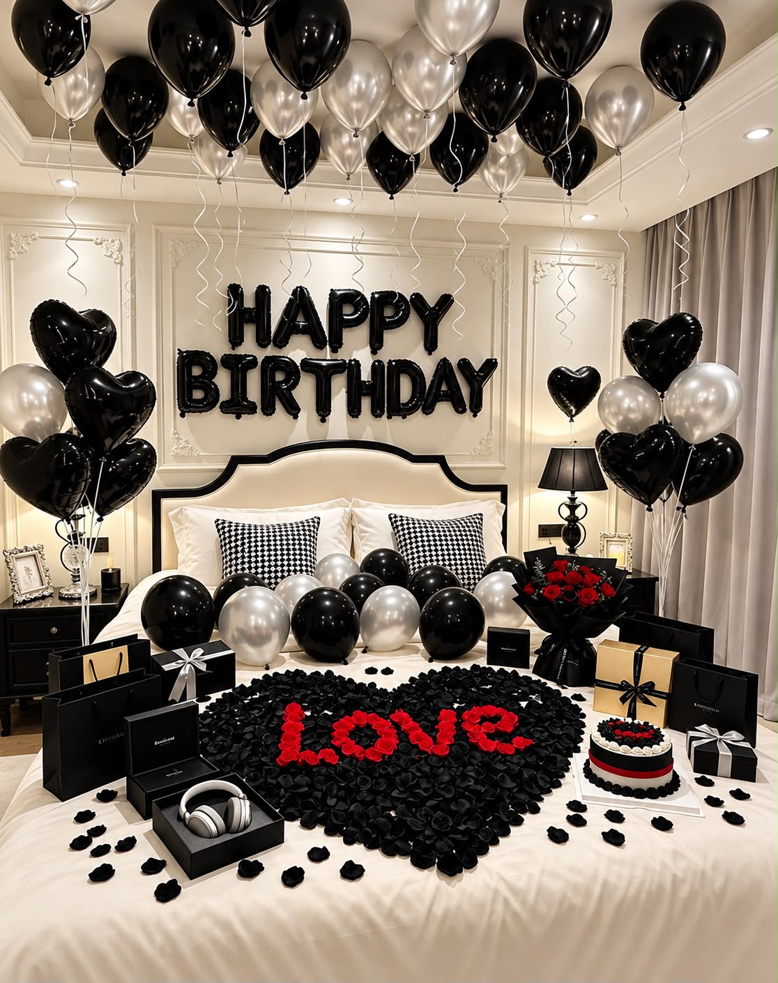 Black and Silver Birthday Balloon Set - Balloon | Asena Boutique Qatar